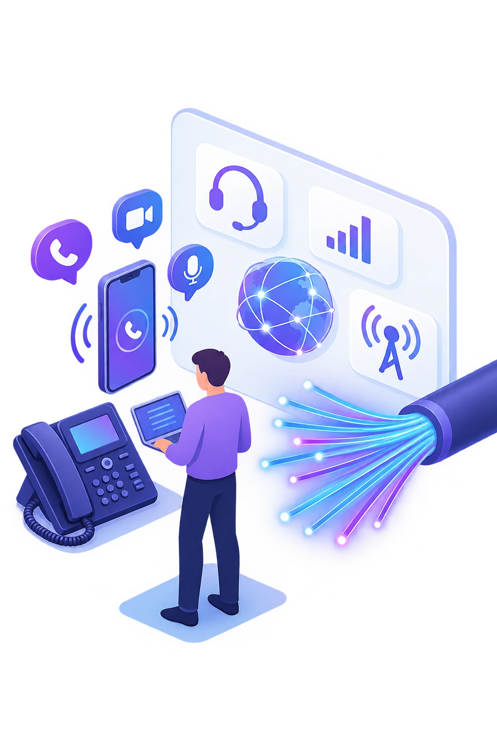 Téléphonie IP, fibre optique et connectivité : téléphone, mobile, réseau
